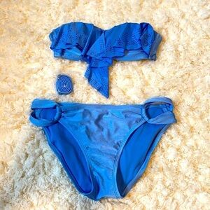 Xhilaration Periwinkle Blue Ruffled Bandeau Bikini